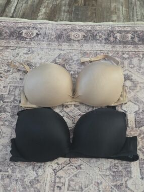 Cacique Two-Pack Smooth T-Shirt Bras in Beige and Black